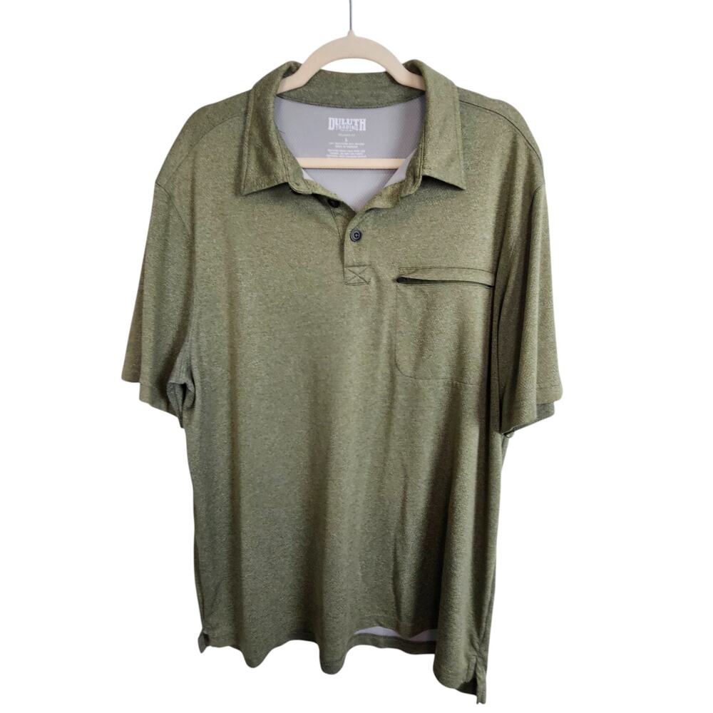 Duluth Trading Polo Shirt Short Sleeve Polo Shirt Relaxed Fit L Green Casual